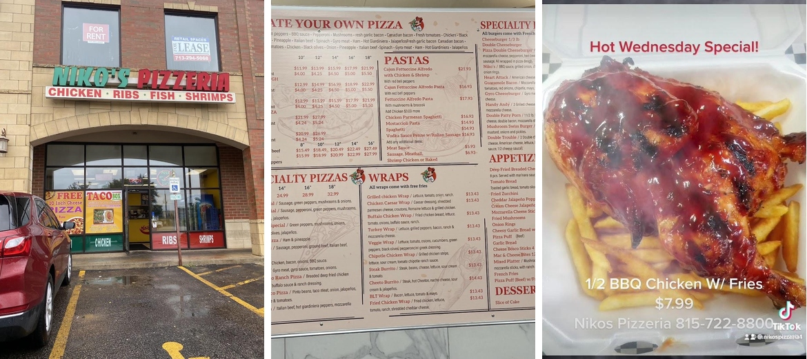 Niko's Pizzeria Menu